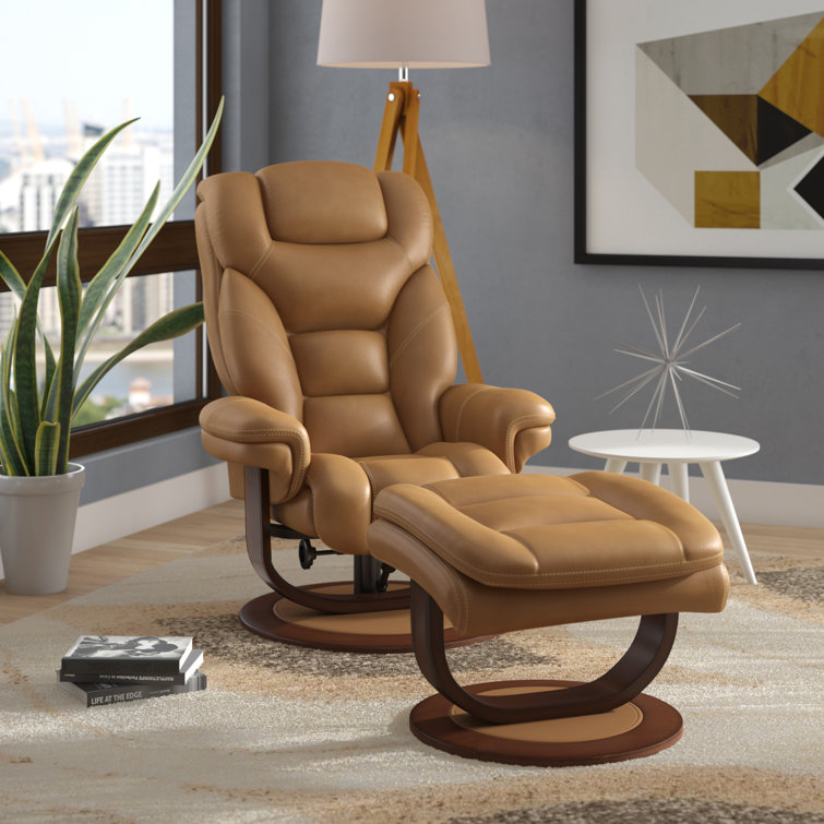 Brayden Studio® Bloomfield Upholstered Swivel Recliner with Ottoman